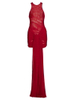 New Solid Color Halter Beach Dress Red Mesh Sexy Cover Up Dress