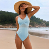 2025 New Solid Mesh Ruched One-Piece Swimsuit Hot-Selling Swimwear