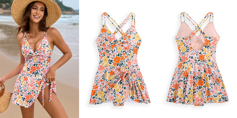 2025 New Twisted Cross Skirted One-Piece Swimsuit Hot-Selling One-Piece Design_21