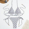 Plaid Print Tie-Up Bikini Set For Women Sexy Backless Two-Piece Swimsuit
