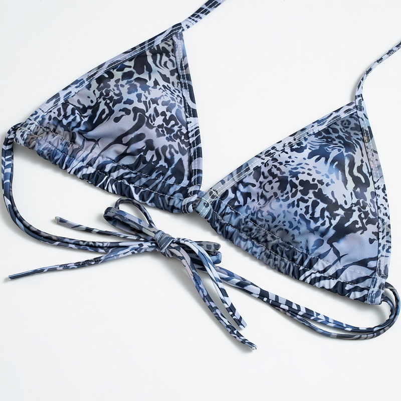 Solid Color Nylon Bikini Set For Women Sexy Colorblock Tie-Up Design_17