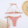Hot Tie-Up Printed Bikini Sexy Two-Piece Swimsuit European Export Style