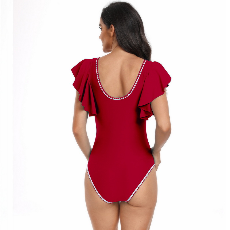 New One-Piece Swimsuit for Women - European Ruffle Trim Sexy Bikini Swimwear