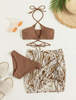 Printed Three-Piece Bikini Set - Includes Cover-Up Women's Swimwear