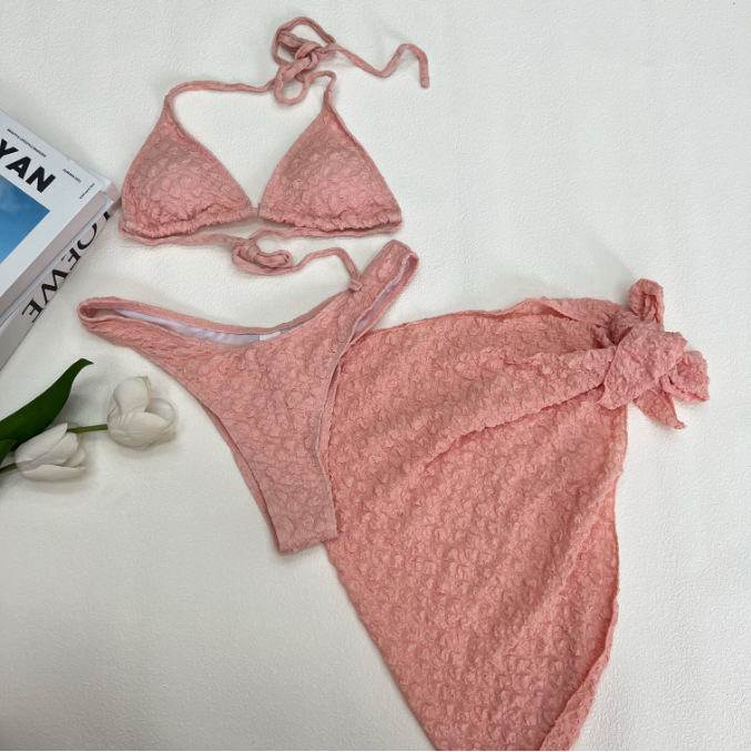 Sexy Three-Piece Mesh Bikini Set - INS Style Beachwear for Women
