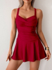 2025 Two-Piece Plus Size Swimsuit - Skirted European Style for Hot Springs