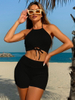 Sexy Solid Color Halter Tie Bikini - Women's Beach Swimsuit