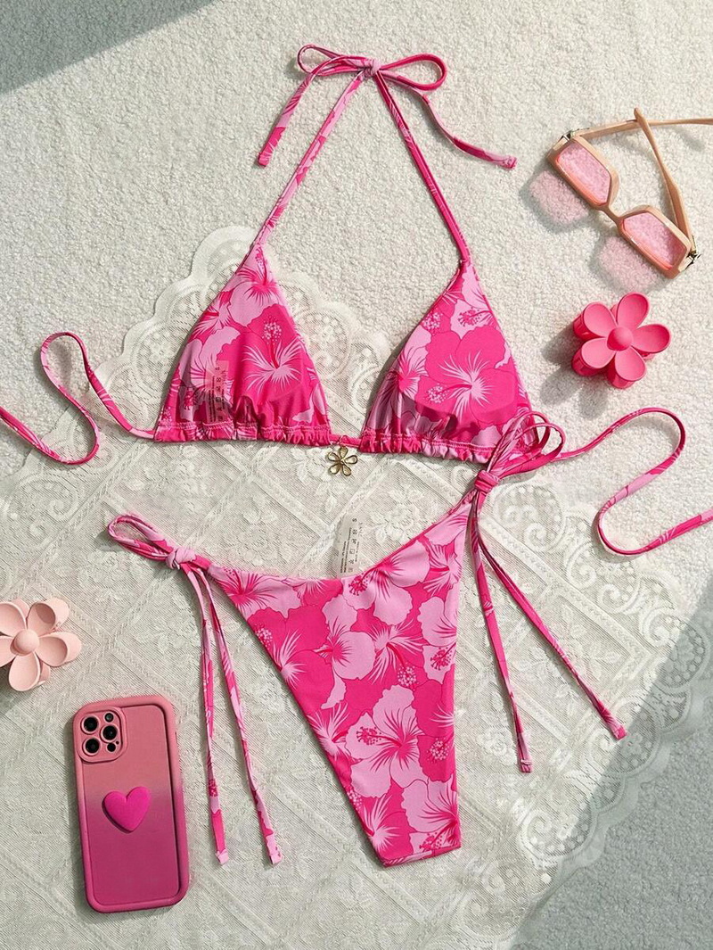2025 New European Triangle Cup Bikini With Sexy Print, Two-Piece Swimsuit