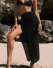 New 3D Floral Beach Skirt, Solid Color Long Dress For Seaside Vacation