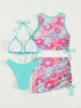 Sexy Four-Piece Printed Mesh Bikini Set - Women's Beach Swimwear