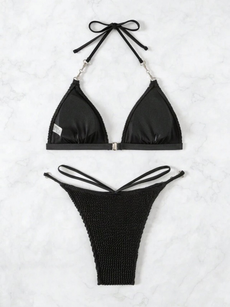 Sexy Solid Color Halter Bikini - Beach Vacation Women's Swimwear