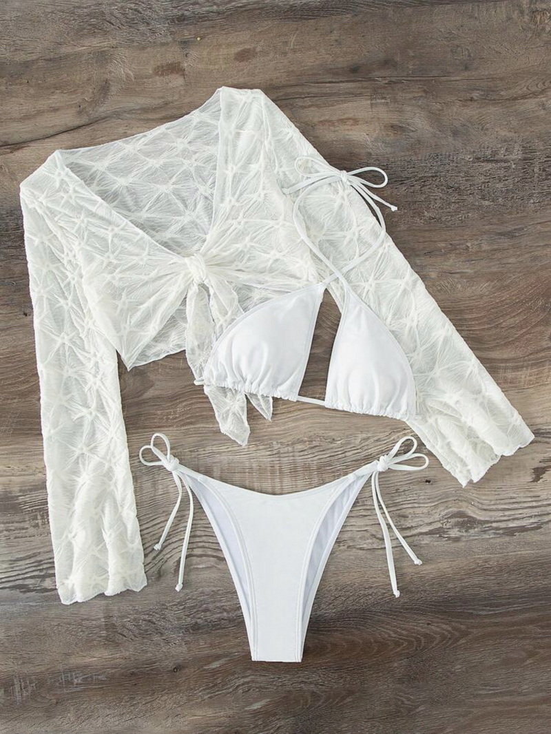 Sexy Three-Piece Off-Shoulder Tie Bikini - Women's Beach Swimsuit_10