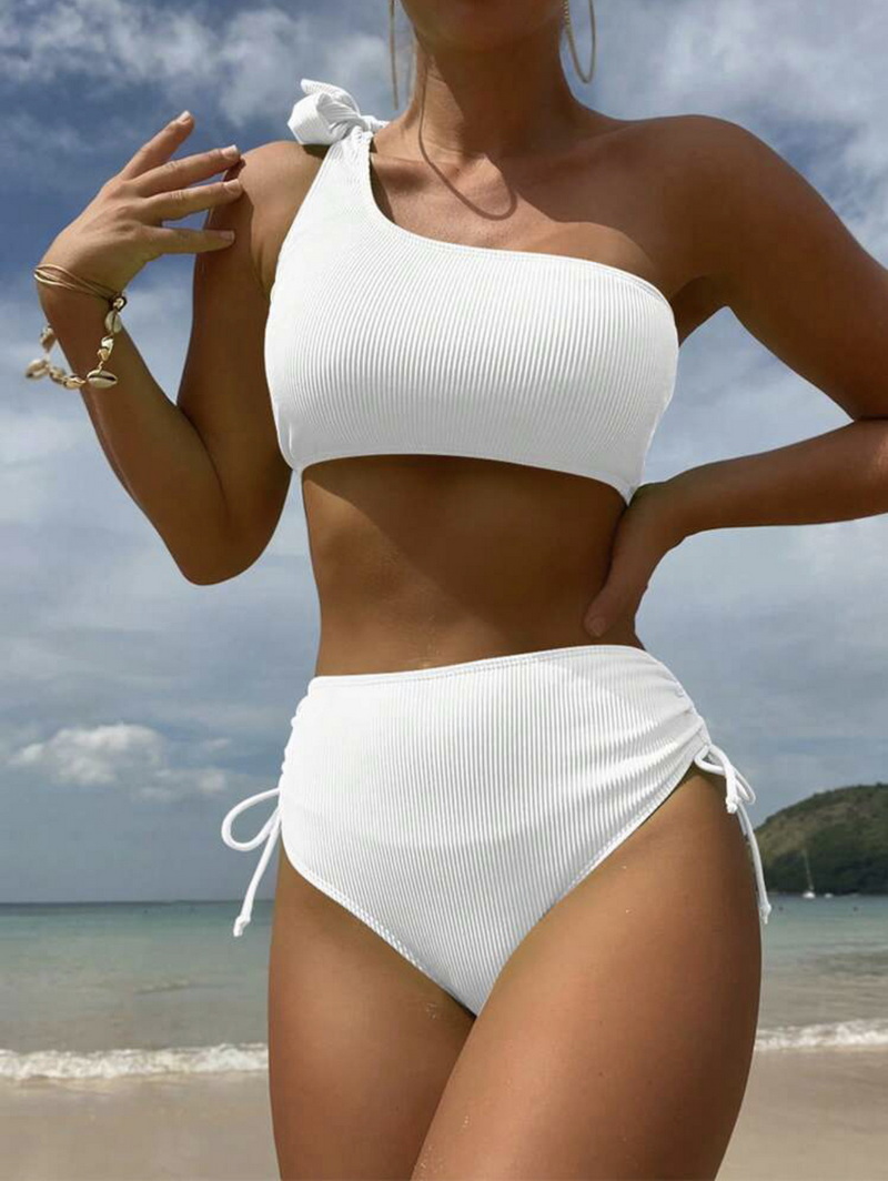 Sexy Solid Color Two-Piece Tie Bikini - Women's Beach Swimwear_09