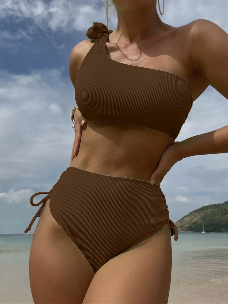Sexy Solid Color Two-Piece Tie Bikini - Women's Beach Swimwear