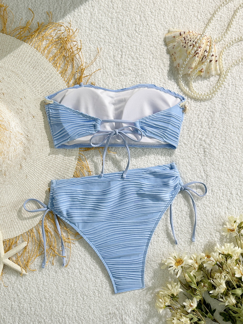 2025 Strapless Shell Bikini For Women Solid Color European Vacation Style_23