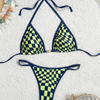 Plaid Triangle Tie Bikini With Padded Cups For Women
