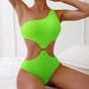 2025 Solid One-Shoulder One-Piece Swimsuit, Sexy Backless Swimwear