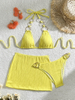 Sexy Solid Color Three-Piece Bikini Set - Thai Vacation Women's Swimwear