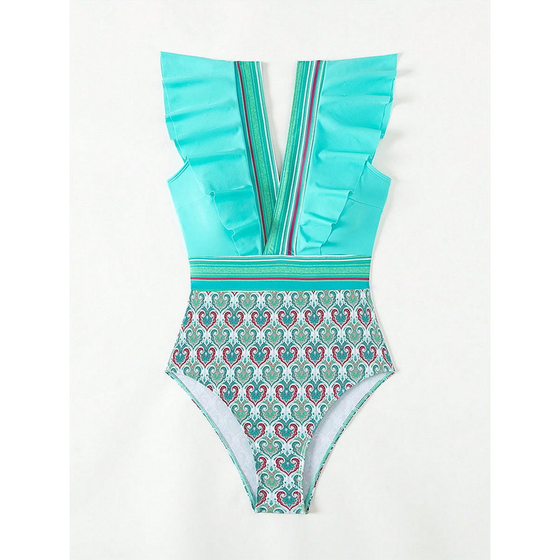 2024 New European One-Piece Swimsuit With Sexy V-Neck, Ruffles, And Open Back_31
