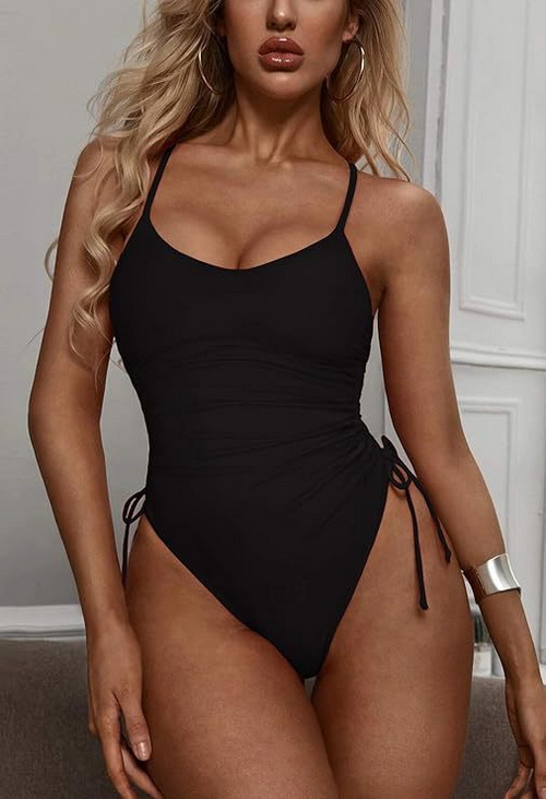 2025 New European One-Piece Swimsuit With Sexy Deep V Straps And Tummy Control_3