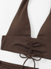 2025 New Fashion European Bikini With Ribbed Fabric, Two-Piece Design For Women