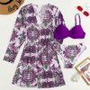 2025 New European Mesh Three-Piece Swimsuit With Twist Front Bikini And Cover-Up