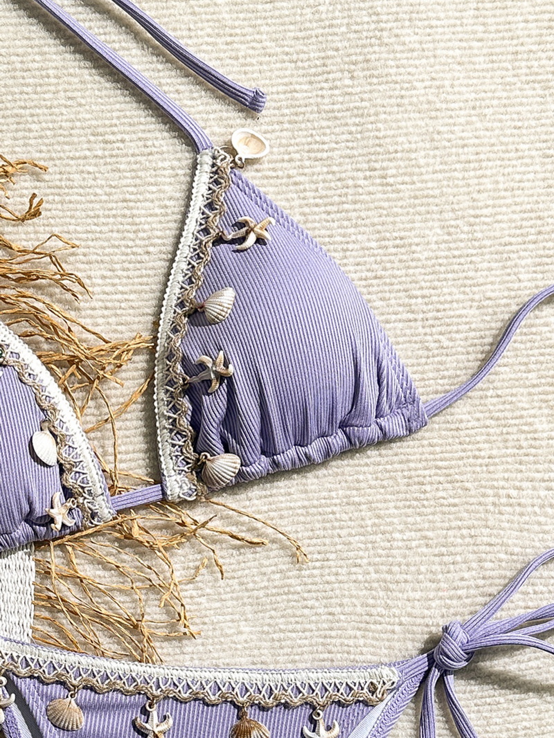 2025 New Shell Triangle Bikini Set - Halter Tie-Up Sexy Swimsuit for Women_07