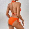 2025 Western Style Swimsuit – Solid Color Pearl Tie Sexy Bikini Set