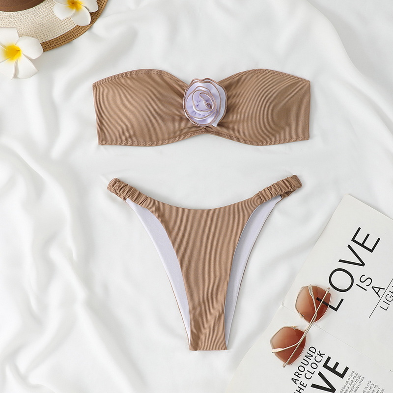 2025 Sexy Two-Piece Swimsuit &ndash; 3D Floral Strapless Bikini for a Bold Look_8