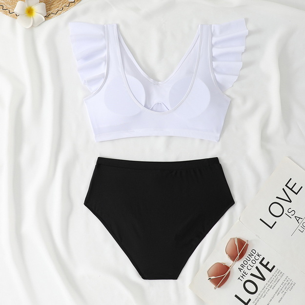 Western Style Ribbed Bandeau Bikini &ndash; High Cut Twist Front Sexy Swimwear_01