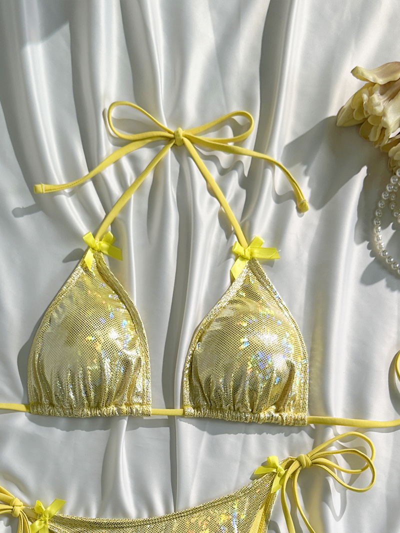 2025 Sexy Solid Color Bow Bikini - Women's Beach Vacation Swimwear