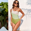 2025 New European Solid Patchwork One-Piece Swimsuit Swimwear