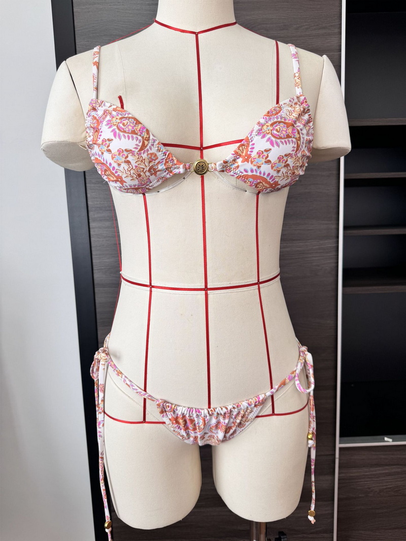 Fresh Floral Print Tie-Up Backless Bikini For Women European Style_05