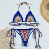 Printed Tie Bikini Sexy With Lace Trim Fixed Design European Style