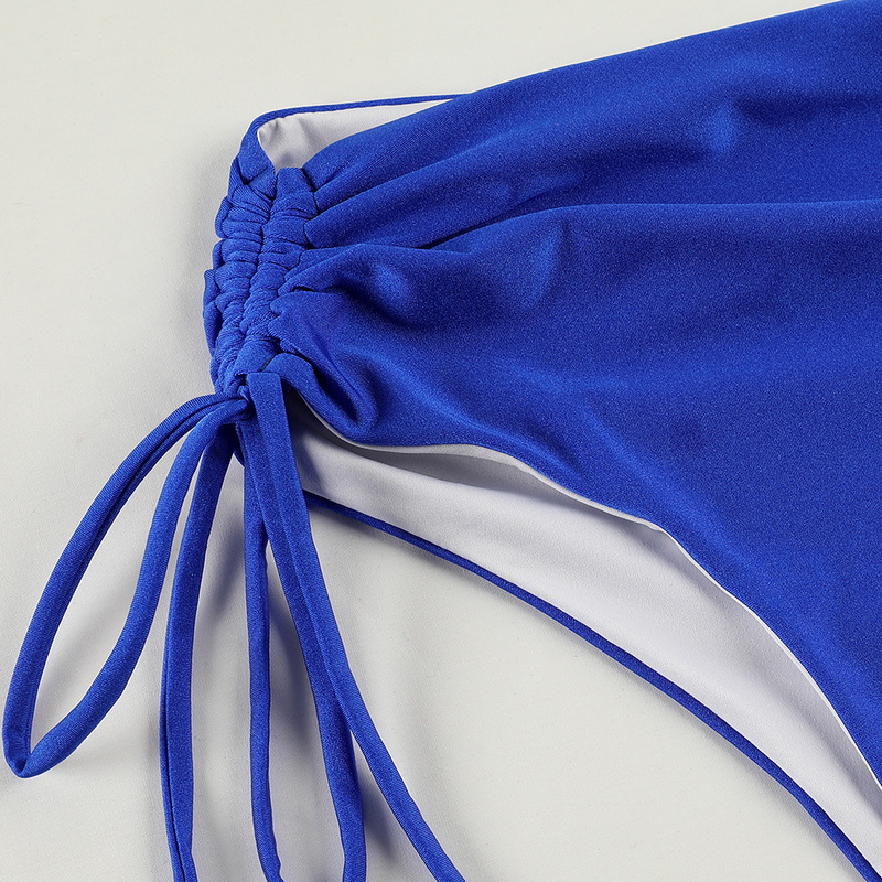 Glossy Double-Layer Tie Bikini Sexy Solid Color Two-Piece European Style_08