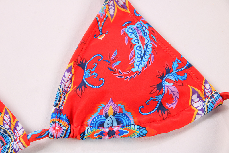 Sexy Floral Print Long Strap Bikini Backless Two-Piece Swimsuit European Export_09
