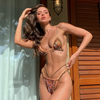 Backless Printed Tie Bikini Sexy Spliced Two-Piece Swimsuit New Color