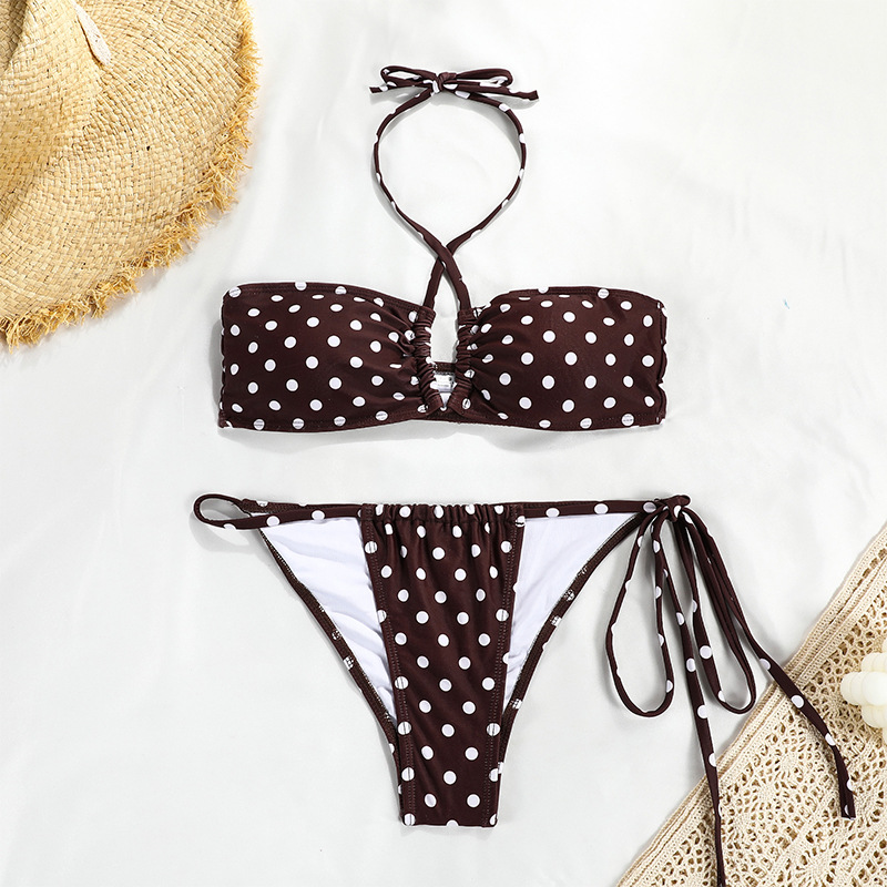Strapless Tie Bikini Solid Color Two-Piece Swimsuit For Women Four Colors Export_06