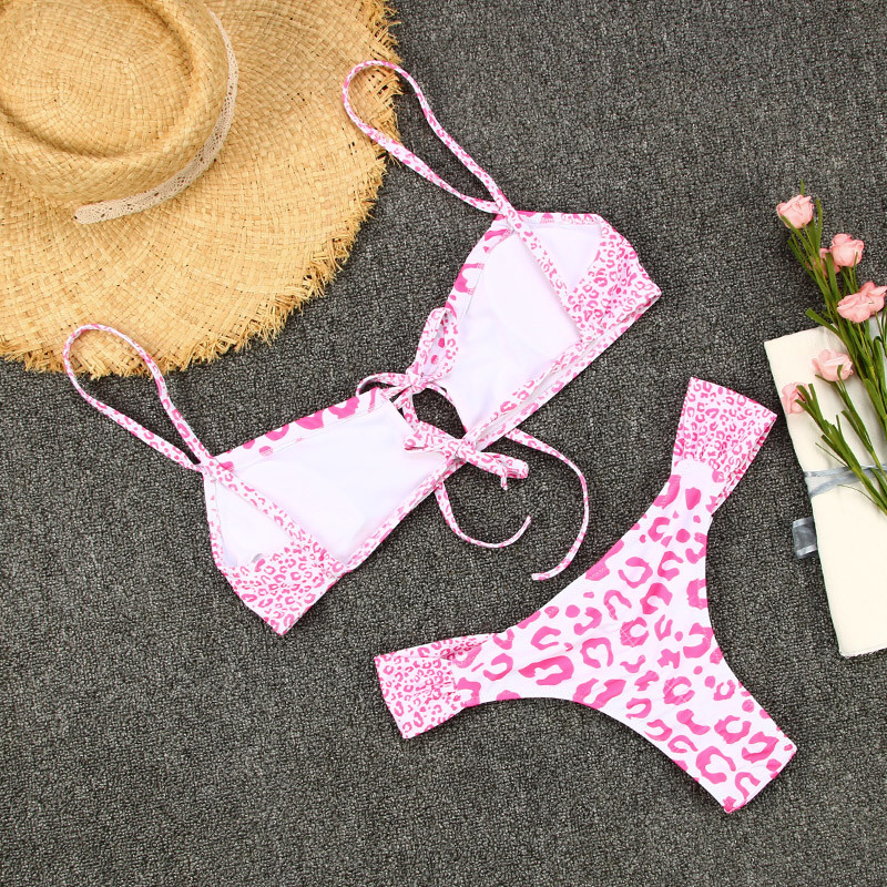 Leopard Print And Polka Dot Bikini Tie Two-Piece Swimsuit Sexy European Style S-XXXL_14