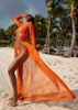 Sexy Long Sleeve Chiffon Beach Dress Solid Color Mesh Maxi Cover Up