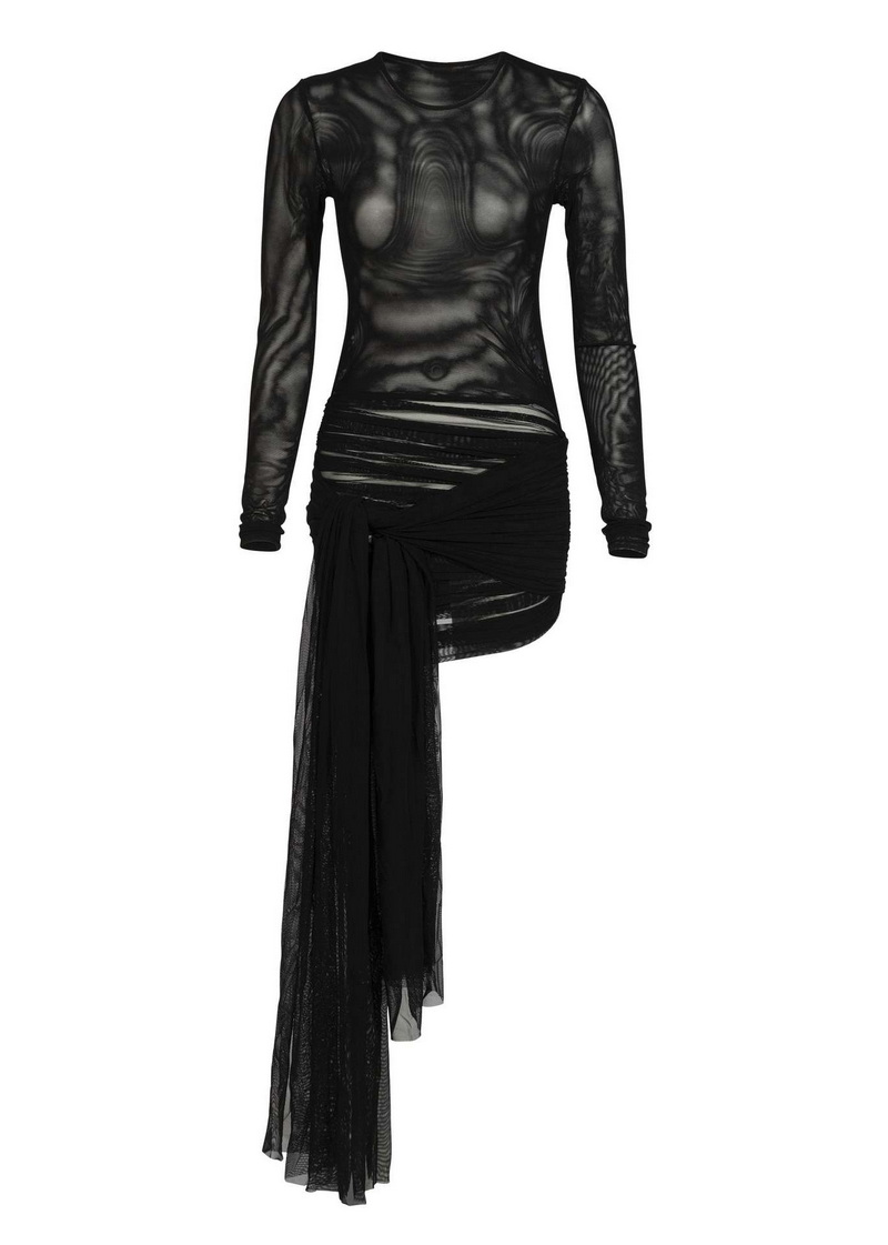 Solid Color Mesh Beach Dress For Women Sexy Two-Color Maxi Dress_04
