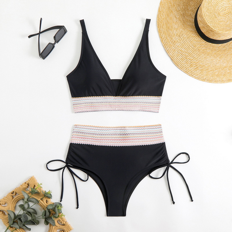 2025 New Solid Color Webbing Hot-Selling High-Waisted Bikini Set In Stock Wholesale_31