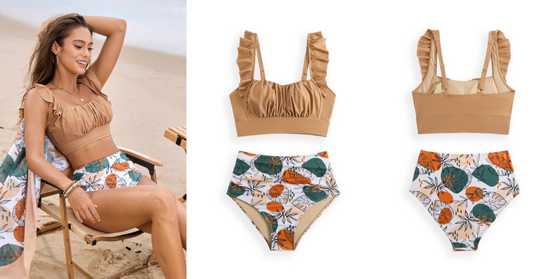 2025 New Ruffle Edge Three-Piece Bikini Swimsuit Set Women's Swimwear_42