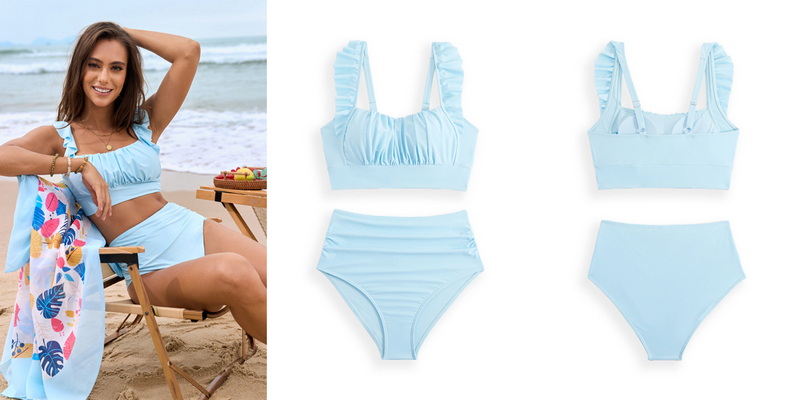 2025 New Ruffle Edge Three-Piece Bikini Swimsuit Set Women's Swimwear_32