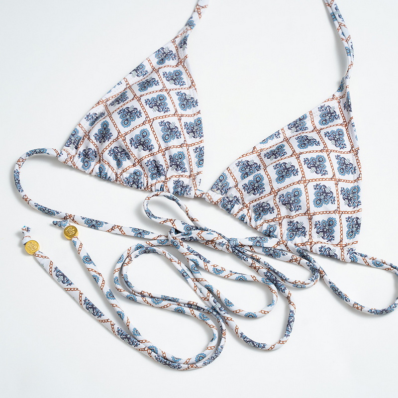Plaid Print Tie-Up Bikini Set For Women Sexy Backless Two-Piece Swimsuit_6