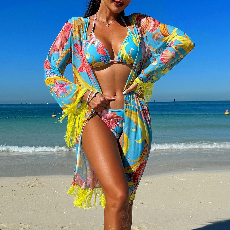 2025 New Three-Piece Bikini Set With Miami Style Tassel Cover-Up Hot-Selling Swimwear_09