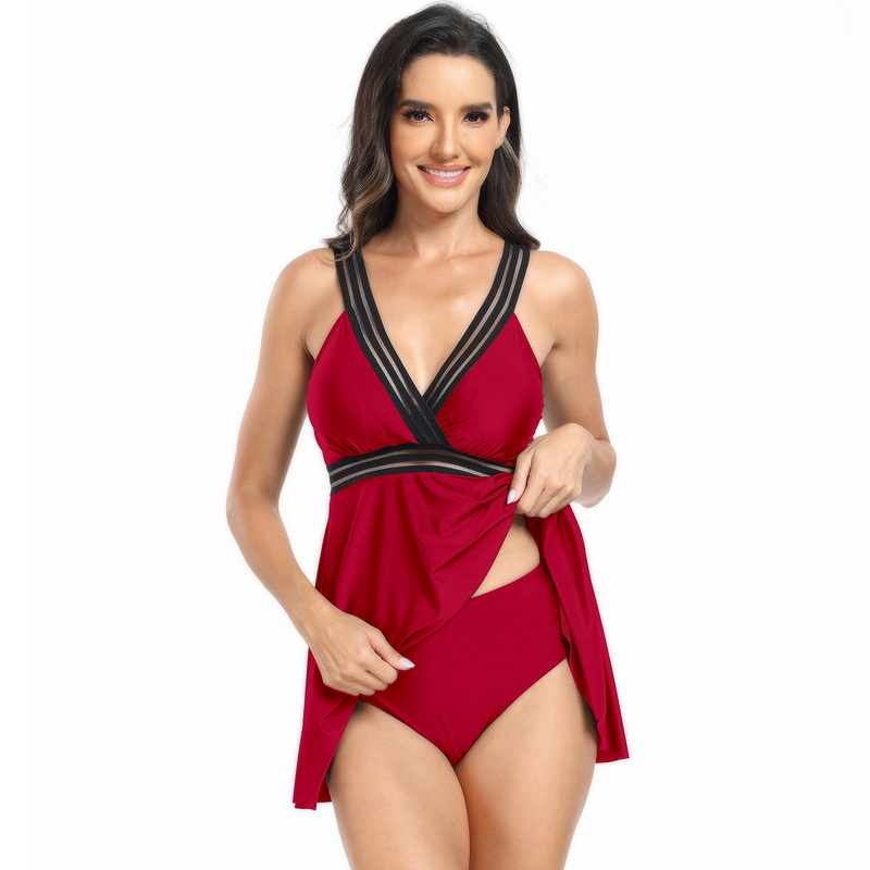 New Modest Two-Piece Swimsuit for Women - European Style Plus Size Skirted Swimwear_38