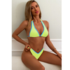 New Western Style Bikini – Solid Color Tie Halter Backless Two-Piece Swimsuit