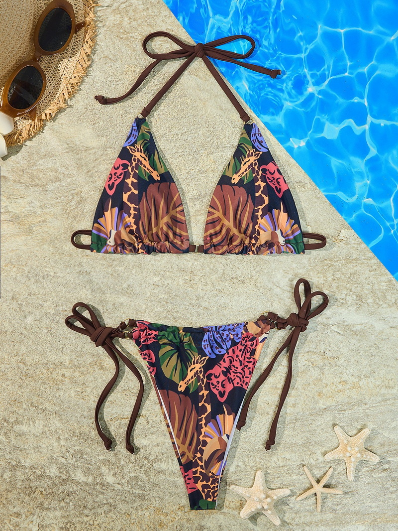 New Western Style Bikini &ndash; Printed Triangle Cup Halter Neck Two-Piece Swimsuit_24