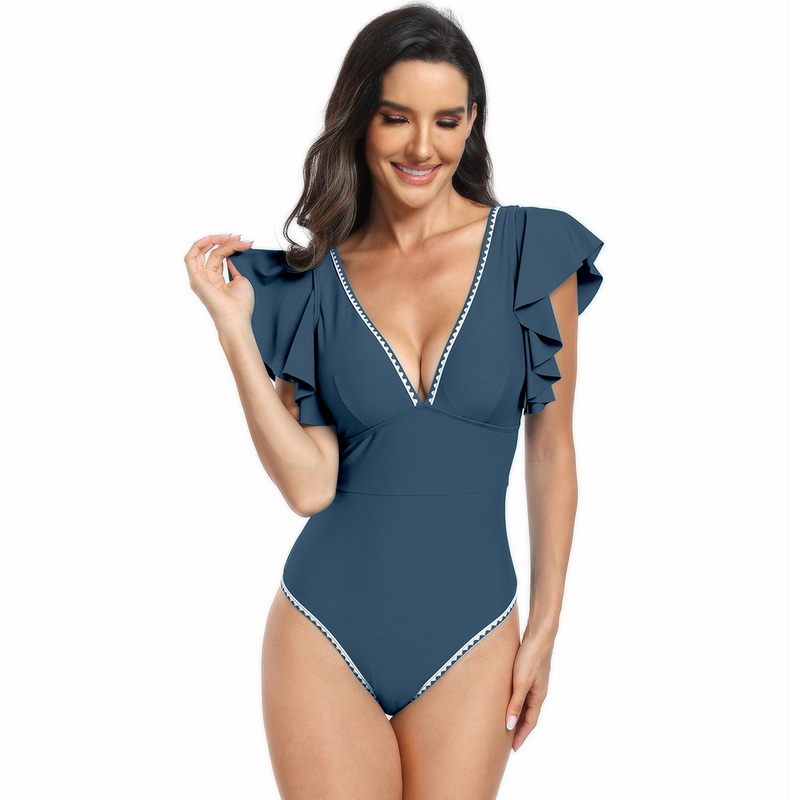 New One-Piece Swimsuit for Women - European Ruffle Trim Sexy Bikini Swimwear_03